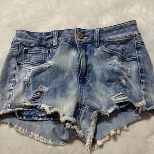 America eagle 360 super stretch jean shorts.
